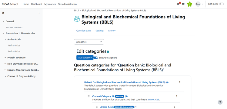 MCAT.school Moodle Quiz Question bank